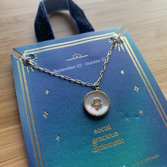 Beloved + Inspired 14K Gold Dipped Mother of Pearl Zodiac Pendant Necklace - NWT - Picture 5 of 8
